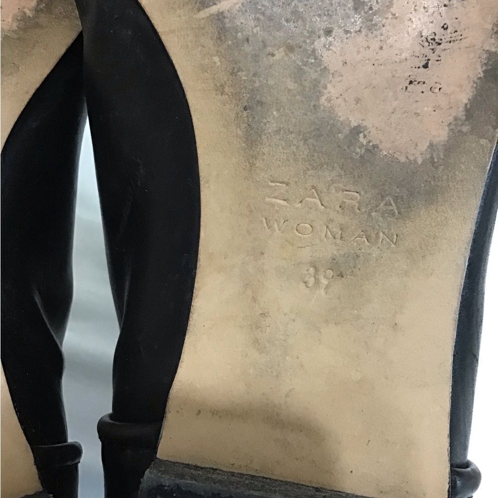 Zara Woman Black Studio Flat Ankle Zip Boots Size 39 - Picture 9 of 10